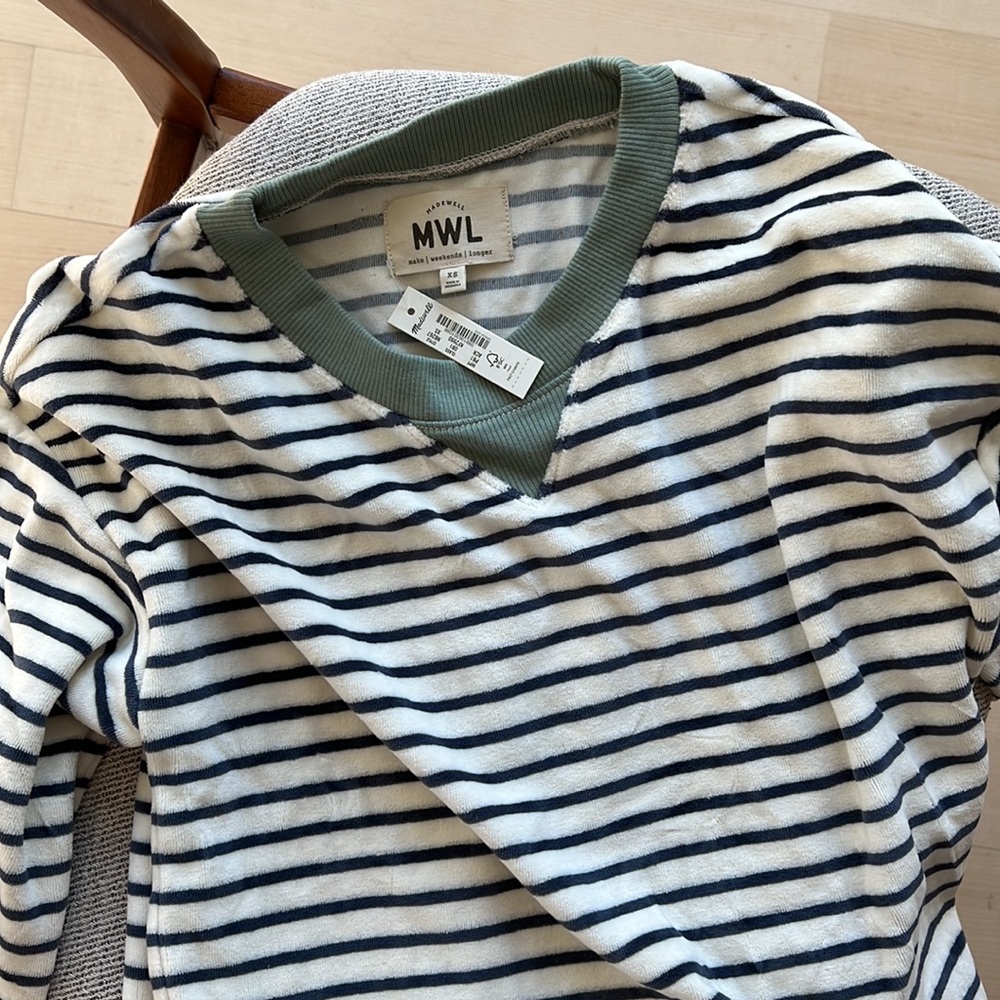 Madewell MWL Velour Crewneck Sweatshirt XS